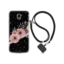 Samsung Uyumlu Galaxy J7 Pro Kilif Ipli Askili Flowers Dots 1423 529064628