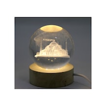 4 Adet 3d Kristal Cam Küre Led Lamba Ahşap Soketli İstanbul Temalı Dekoratif Gece Lambası Night Lamp 5