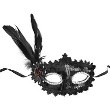 Himarry Siyah Payetli Pullu Siyah Renk Yandan Tüylü Parti Maskesi 18x22 Cm
