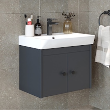 Ada Lavabolu Mat Suntalam Banyo Alt Dolabı 60 Cm Antrasit Ada Lavabolu Mat Suntalam Banyo Alt Dolabı 60 Cm Antrasit