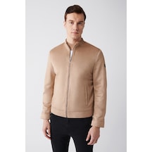 Avva Erkek Bej Mont Dik Yaka Süet Görünümlü Önü Fermuarlı Comfort Fit Rahat Kesim  B006002 Bej