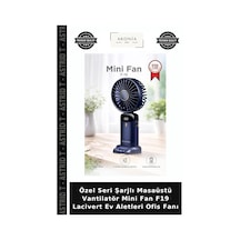Özel Seri Şarjlı Masaüstü Vantilatör Mini Fan F19 Lacivert Ev Aletleri Ofis Fanı