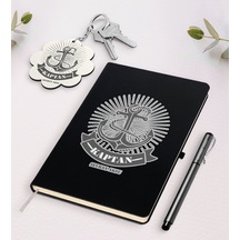 Kişiye Özel Kaptan Siyah Defter Kalem Ve Anahtarlık Seti-7