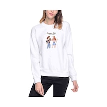 Stranger Things Eleven & Madmax Baskılı Beyaz Kadın Sweatshirt