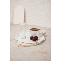 Kitchen Trend Metal Yuvarlak Çay Kahve Pasta Tepsisi Tekli 22 CM Beyaz