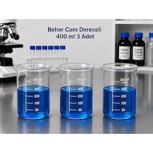 Beher Cam Dereceli 400 Ml 3 Adet