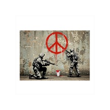 Barış Grafiti Çizimi Modern Ahşap Tablo