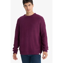Defacto Oversize Geniş Kalıp Bisiklet Yaka Triko Kazak B9718ax25wnpr326 Mor-pr326