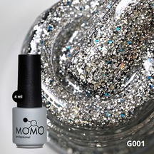 Momo Professional Glitter Kalıcı Oje G001 Yoğun Gümüş Simli 4 Ml