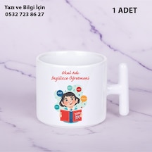 İngilizce Öğretmeni Öğretmenler Günü İçin Kişiye Özel İsim Baskılı T Kupa Bardak Öğretmenehediyelik Beyaz