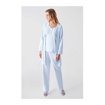 Angbutik Freshness 321 Kadın Sabahlıklı Pijama Takımı mavi