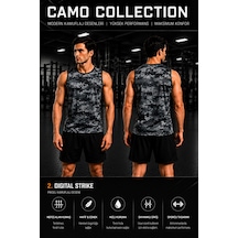 Beydex Erkek Nem Emici Hızlı Kuruma Camo Collection Sporcu Sıfır Kol T-shirt Gym Gri