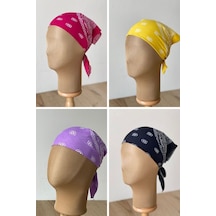 Klasik Desen Unisex 4lü Bandana Seti Renkli Bandana Etnik Desenli A Kalite Bandana Koyu Mavi