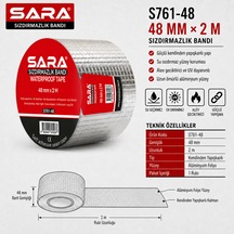 Sara S761-48 Sızdırmazlık Bandı 48 Mm X 2 M, Alüminyum Folyo Yüzeyli, Kendinden Yapışkanlı