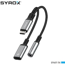 Syrox Dt40t-ta Type 3.0 Type-c /type-c / Type- C Dönüştürücü Kulaklık Şarj Dönüştürücü Hasir Kablolu