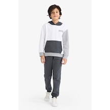 Defacto Erkek Çocuk 2li Takım Baskılı Kapüşonlu Sweatshirt Jogger Eşofman Altı C8316a825cwwt36 Beyaz-wt36
