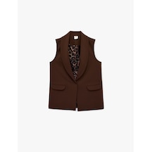 Koton Astarı Leopar Desenli Cepli Uzun Blazer Yelek Kahverengi 6sak20050uw Kahve Koton Astarı Leopar Desenli Cepli Uzun Blazer Yelek Kahverengi 6sak20050uw Kahve