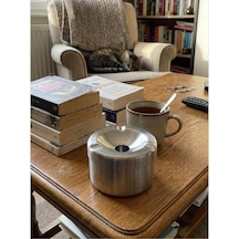 Mucit Home Gümüş Kapaklı Kokusuz Paslanmaz Metal Küllük Modern Ve Şık Tasarım Çok Renkli