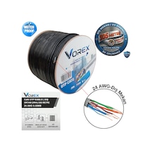Vorex Cat6 Utp 305 Metre Zırhlı Dış Ortam Ethernet Ağ Kablosu - 24 Awg 0.50mm Outdoor Su Geçirmez Siyah