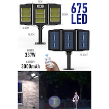 Technojet 675 Ledli Solar Güneş Enerjili Kumandalı Hareket Sensörlü Bahçe Aydınlatma Sokak Lambası