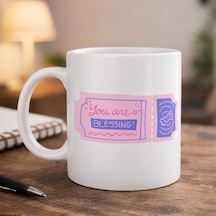 You Are A Blessing Yazılı Porselen Kupa Model 32 Anlamlı Hediye Kupası, Sevdiklerine Moral Veren Şık Kahve Kupası Pastel Pembe