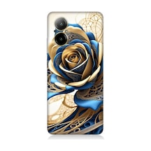 Realme 12 Lite Uyumlu Telkari Sanatta Mavi Gül Desenli Silikon Kılıf Çok Renkli