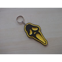 Ghostface Anahtarlık Plastik 2 Adet- Sarı Renk Ghost Logo, Hayalet Maskot, Oto Anahtarlığı