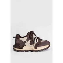 Lufian Yoko Kahverengi Hakiki Deri Kadın Sneaker Ayakkabı Kahverengi