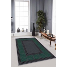 Yeşil Çerçeveli Kaymaz Taban Makinede Yıkanabilir Halı Rv036n11
