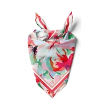 Pudra Ve Yeşim Floral Desen 55x55cm Bandana/fular Çok Renkli