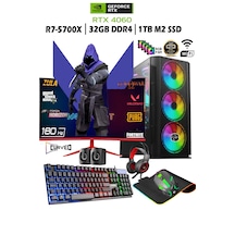 Apphirex TC64 R7 5700X 32 GB 1 TB M.2 SSD RTX4060 8 GB 24'' W10P Masaüstü Oyuncu Bilgisayarı