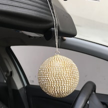 Kristal Taşlı Disko Topu Dikiz Ayna Süsü Büyük 8cm Altın Diğer