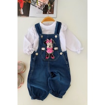 Minigimin Cicileri 3 Boyutlu Mnn Aplikeli Kot Salopetli Kız Bebek 2 Li Takım - Lacivert