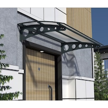 Metal Taşıyıcılı Kapı Üstü Pratik Sundurma Antrasit - Şeffaf Levha 270 X 100 Md1