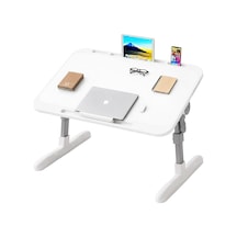 Sunup Sn-29697 Çok Fonksiyonlu Katlanabilir Yatak Koltuk Laptop Masası Yükseklik Ve Açı Ayarlı Beyaz 60x40cm-218230
