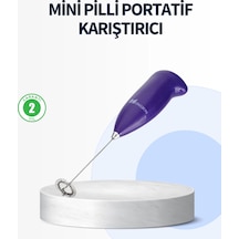 Mini Pilli Portatif Karıştırıcı - Cappuccino, Latte, Frappe Ve Kahve Köpürtücü Renkli