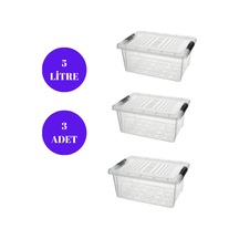 Kilitli Saklama Kutusu 3 Adet Oyuncak Kutusu Saklama Kabı 5 Lt 30x20x13 Beyaz