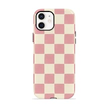 Apple iPhone Uyumlu 12 Vorian Çift Katmanlı Kılıf Blush Checker