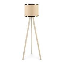Bohhem Artgift Ahşap Üç Ayaklı Tripod Lambader Kumbeji Kumaş Aag-1737 Beyaz Diğer