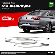 S-Dizayn Vw Passat B8.5 Krom Arka Tampon Alt Çıtası 3 Parça 2019