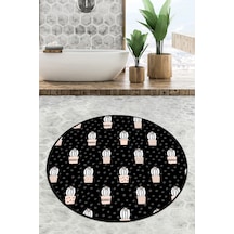 Temperature Çap Banyo Halısı Djt 120x120 cm, Banyo Halısı , Banyo paspası yıkanabilir Siyah