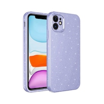 Kilifone - Apple Uyumlu iPhone 11 - Kılıf Simli Kamera Korumalı Koton Kapak - Lila
