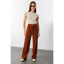 Genius Store Kadın Oversize Palazzo Pantolon Pantolon-001 Açık Kahverengi