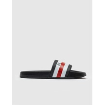 Siyah - Kırmızı - Beyaz Erkek Terlik Siyah