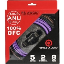 Reiss Audio 8ga Ofc Amfi Kablo Seti Yeni Seri Kaliteli Rs-awg87 Tam Bakır Profesyonel Anfi Kablosu
