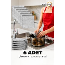 Mainshop Çizmeyen Tel Bulaşık Bezi 6 Lı Paket - Hassas Yüzeyler İçin Paslanmaz Ekonomik Temizlik Bezi M-602 Diğer