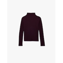 Koton Kaşkorse Kumaş Slim Fit Uzun Kollu Dik Yaka Fitilli Tişört Bordo 7wak50008ek