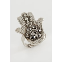 Ftma - 379 - Ana Eli Osmanlı İşlemeli Taşlı Metal - Nazblsmm - Yüzük Antrasit