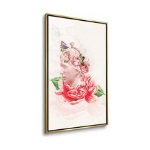Kelebek Taçlı Antik Büst Gold Çerçeveli Cam Tablo
