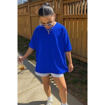 Düz Unisex Tshırt 3q6 Saks Mavisi